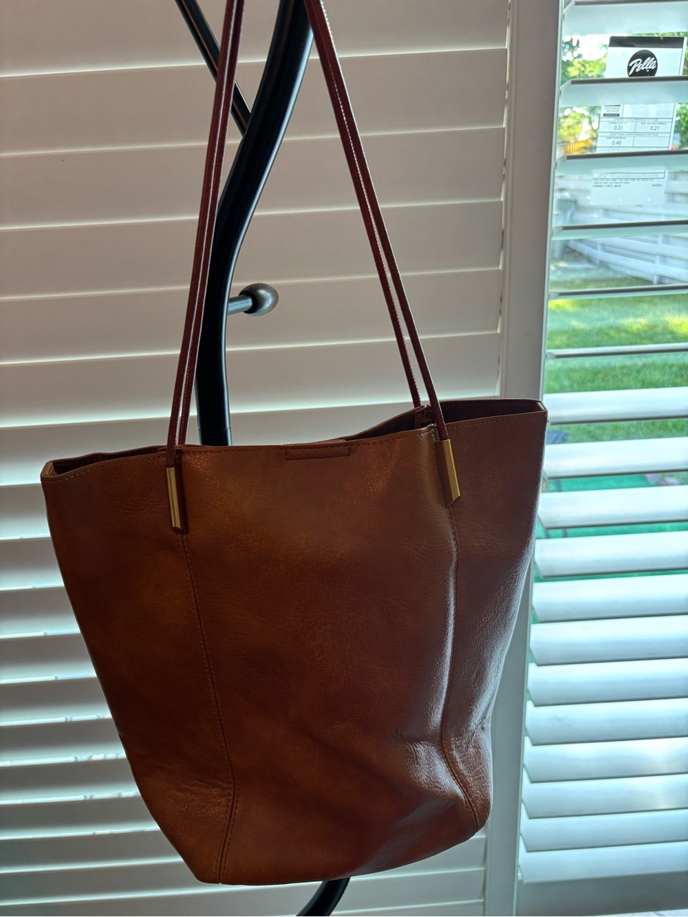 Everyday Brown Leather Tote with Slim Shoulder Straps